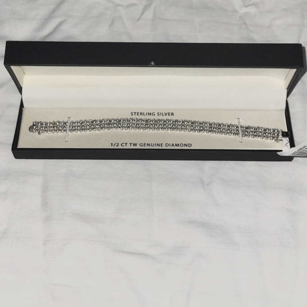 Sterling Silver Tennis Bracelet 1\2 CT TW Genuine Diamonds